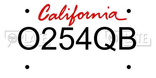 O254QB California License Plate