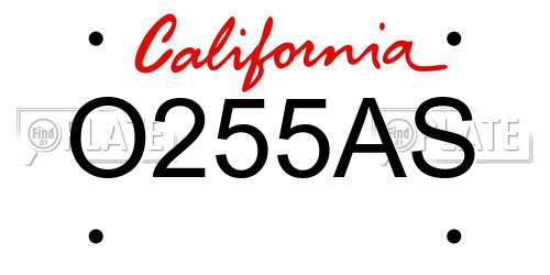 O255AS California License Plate