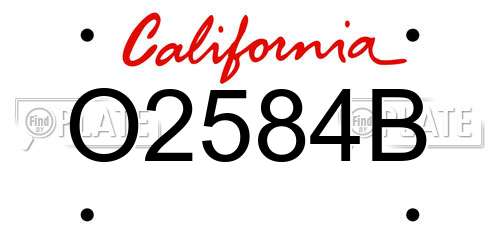 O2584B California License Plate