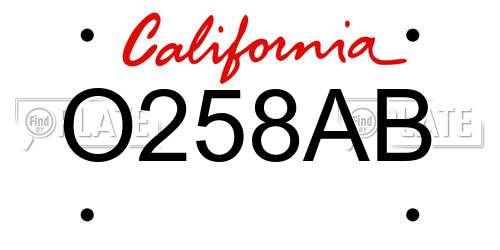 O258AB California License Plate