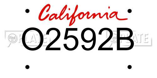 O2592B California License Plate