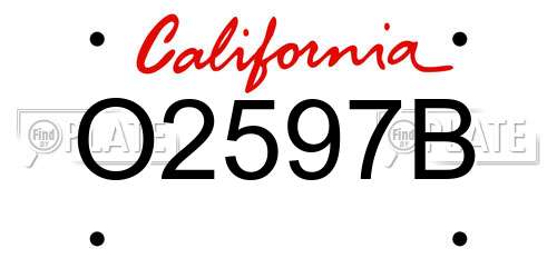 O2597B California License Plate