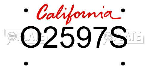 O2597S California License Plate