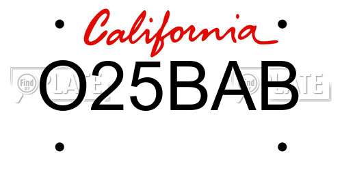 O25BAB California License Plate