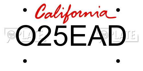 O25EAD California License Plate