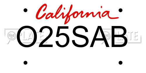 O25SAB California License Plate