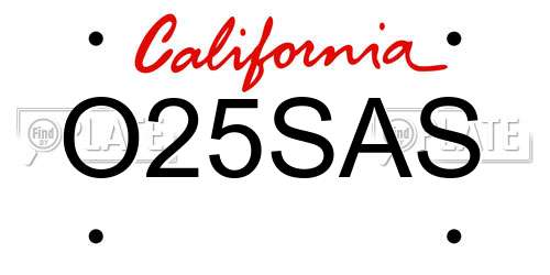 O25SAS California License Plate