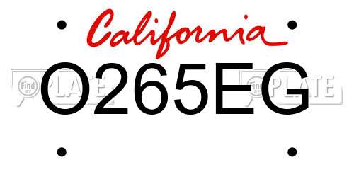 O265EG California License Plate