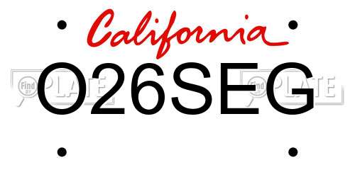 O26SEG California License Plate