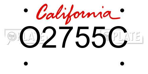 O2755C California License Plate