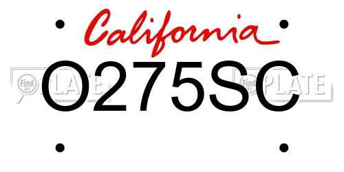 O275SC California License Plate
