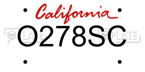 O278SC California License Plate