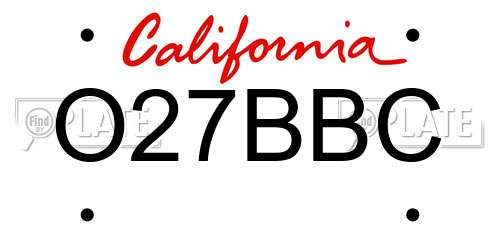 O27BBC California License Plate