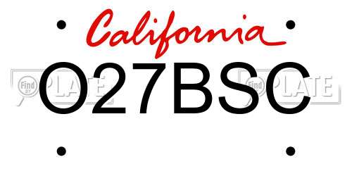 O27BSC California License Plate