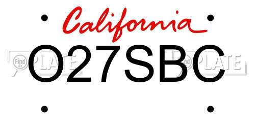 O27SBC California License Plate