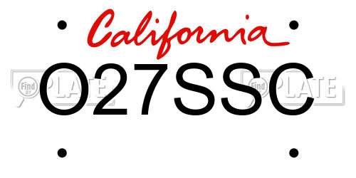 O27SSC California License Plate