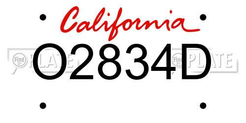 O2834D California License Plate