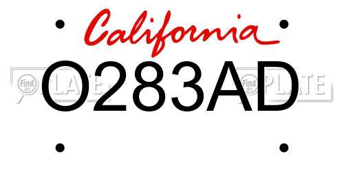 O283AD California License Plate