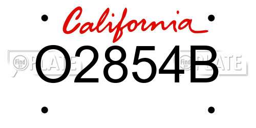 O2854B California License Plate