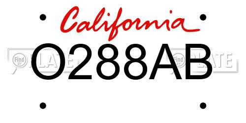 O288AB California License Plate