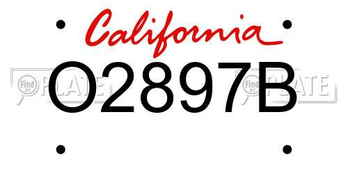 O2897B California License Plate