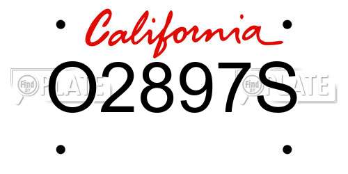 O2897S California License Plate