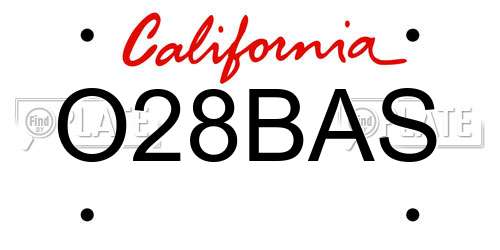 O28BAS California License Plate