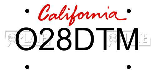 O28DTM California License Plate