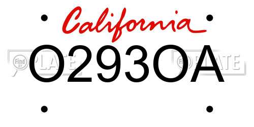 O293OA California License Plate