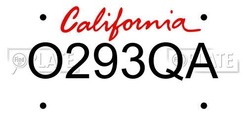 O293QA California License Plate