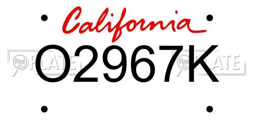O2967K California License Plate