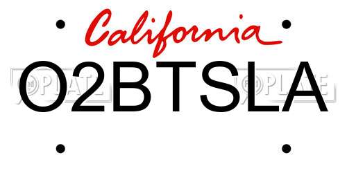 O2BTSLA California License Plate