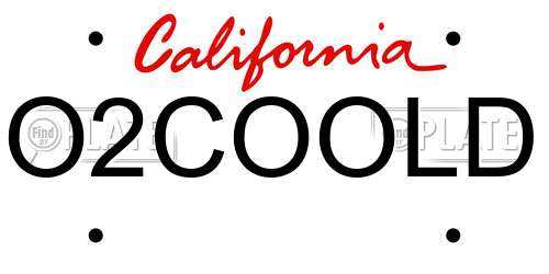 O2COOLD California License Plate