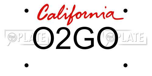 O2GO California License Plate
