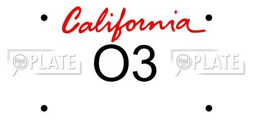O3 California License Plate