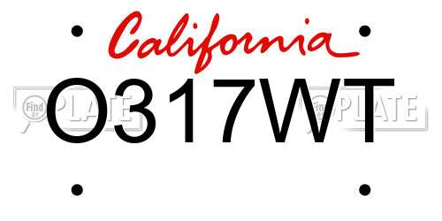 O317WT California License Plate