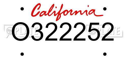 O322252 California License Plate