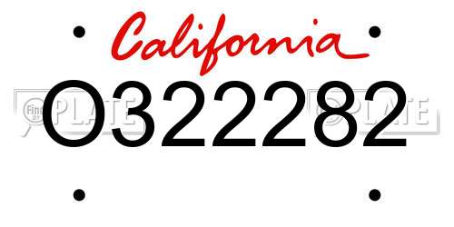O322282 California License Plate