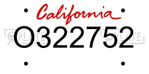 O322752 California License Plate