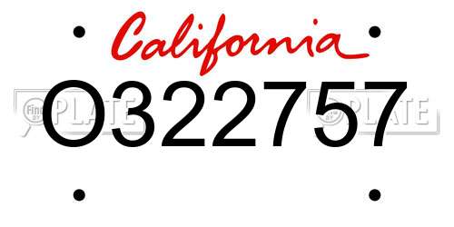 O322757 California License Plate