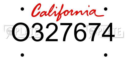 O327674 California License Plate