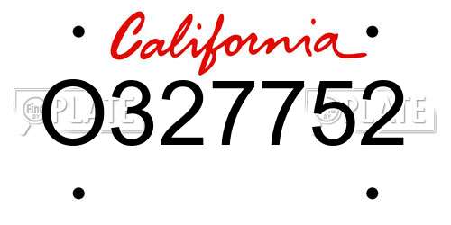 O327752 California License Plate