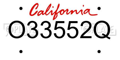 O33552Q California License Plate