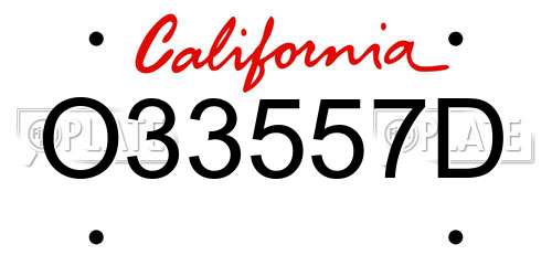 O33557D California License Plate