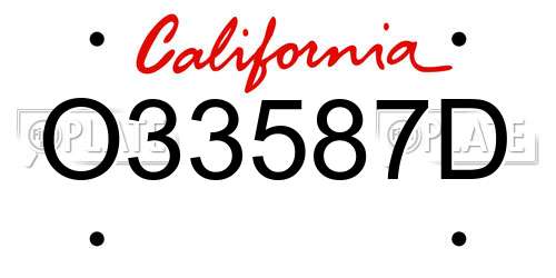 O33587D California License Plate