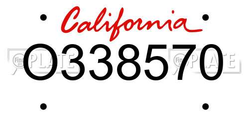 O338570 California License Plate