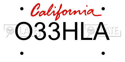 O33HLA California License Plate