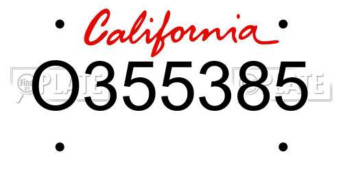 O355385 California License Plate