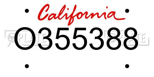 O355388 California License Plate