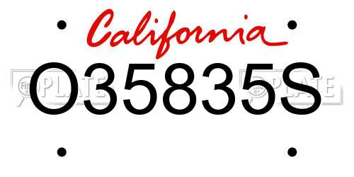 O35835S California License Plate